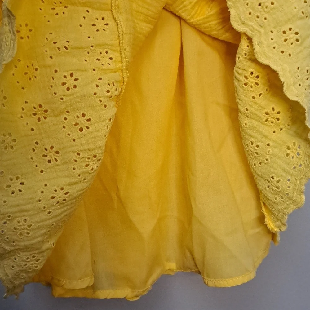 Rachel Zoe Boho Light Yellow Crochet Textured Dress Size 4T - Picture 6 of 8